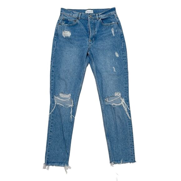 Boyish Jeans Size 26 The Billy High Rise Skinny Distressed Raw Hem Light‎ Wash - Picture 1 of 11